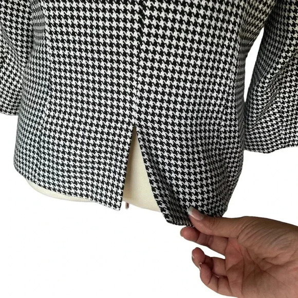 Elizabeth Howard Houndstooth Blazer White Black Artsy Jacket Coat Women Size 10 - Picture 7 of 8
